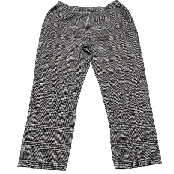 Lands' End Pants Women's 14 Mid Rise Pull On Chino Ankle Blue Plaid - Picture 1 of 4